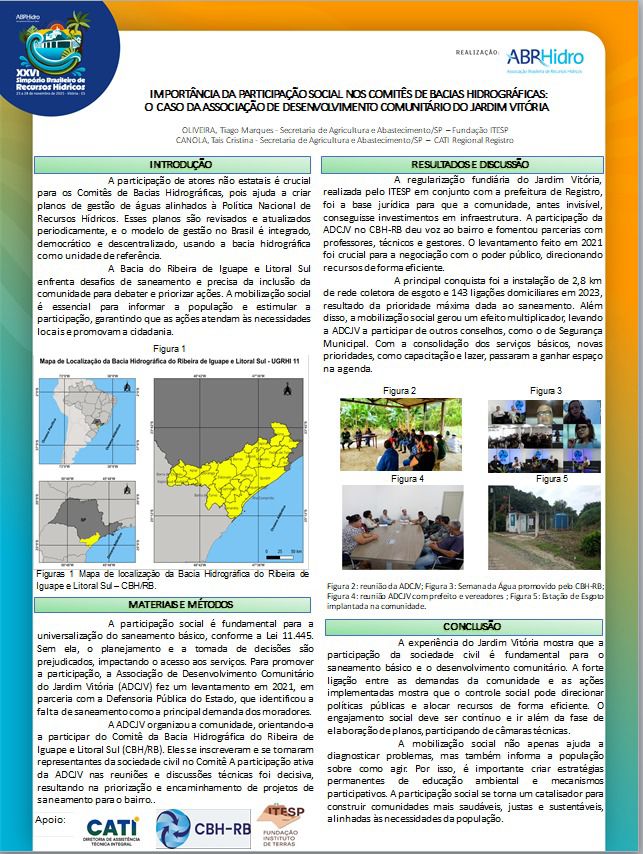Representantes do CBH-RB Marcam Presença no XXVI Simpósio Brasileiro de Recursos Hídricos
